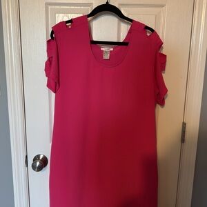 Esley Vibrant Pink Cutout Sleeve Dress